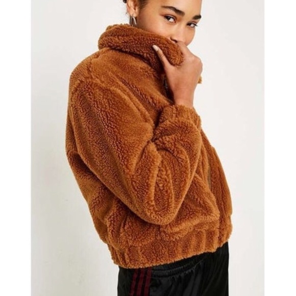 burnt orange fluffy jacket